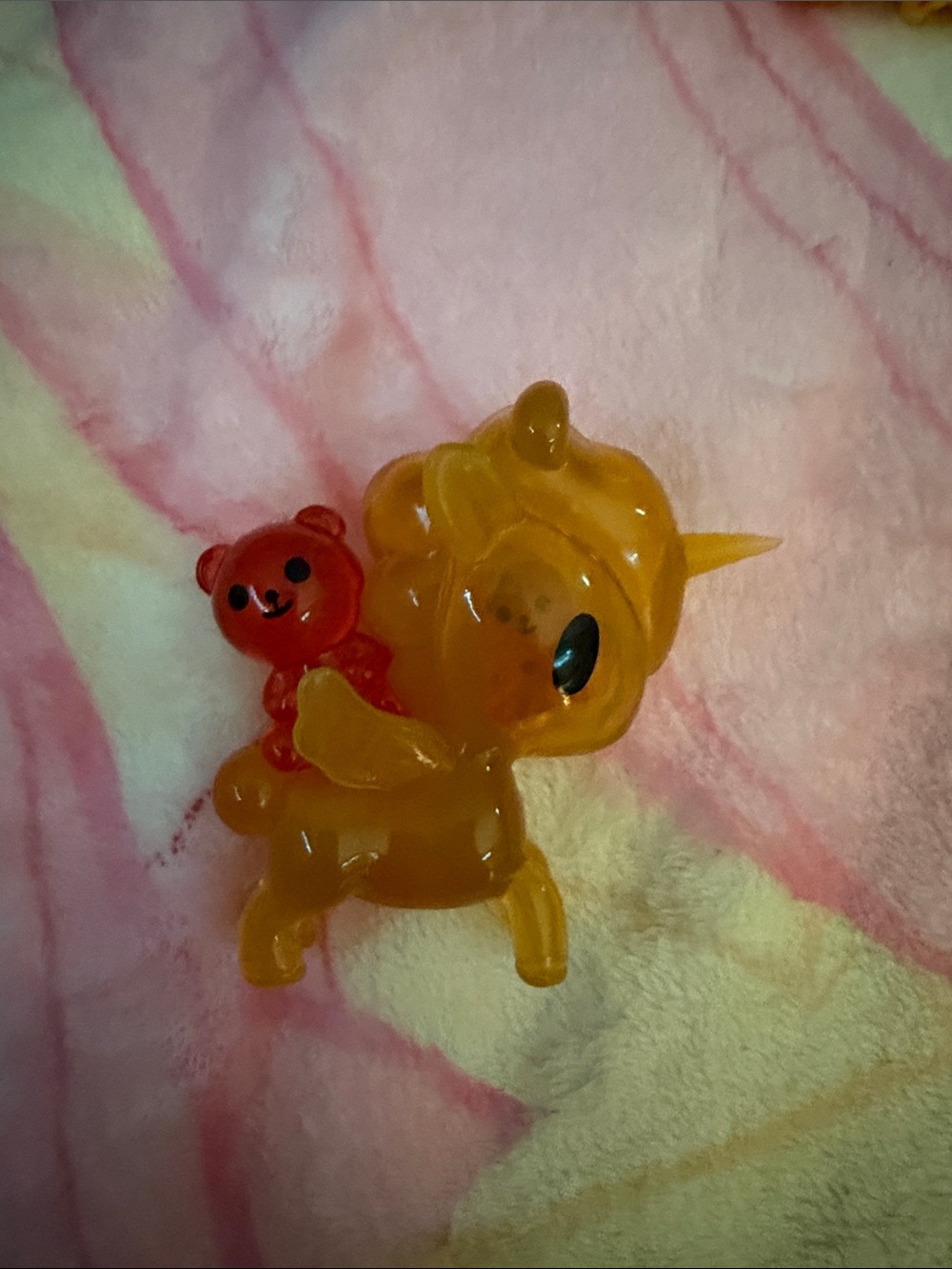 tokidoki Orange Translucent Unicorn Figure with Red Bear